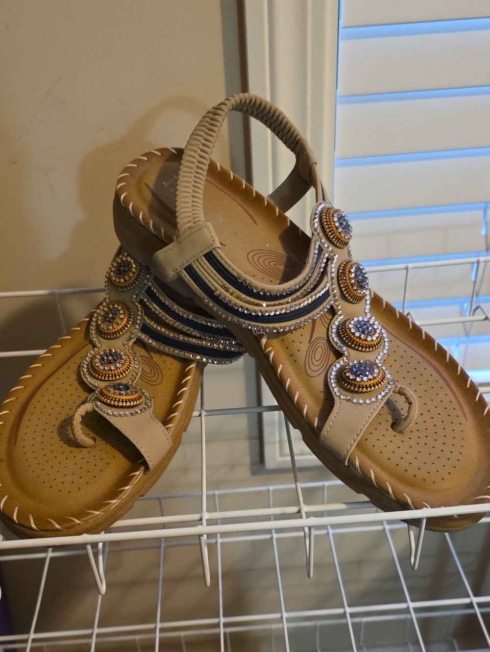 Beaded Tan Women's Comfort Sandals